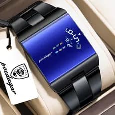 POEDAGAR Topo Original Relógio Masculino Retângulo À Prova Dwaterproof Água Moda Homem De Pulso Aço Inoxidável Quartzo E
