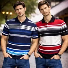 Kit 2 Camisas Polo Masculinas Listradas Premium • Conforto • Material Respirável • Casual e Social