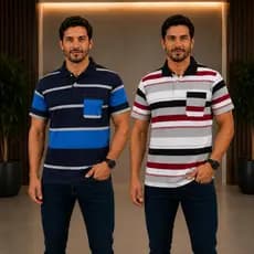 Kit 2 Camisetas Polo Masculina com Bolso – Premium e Confortáveis