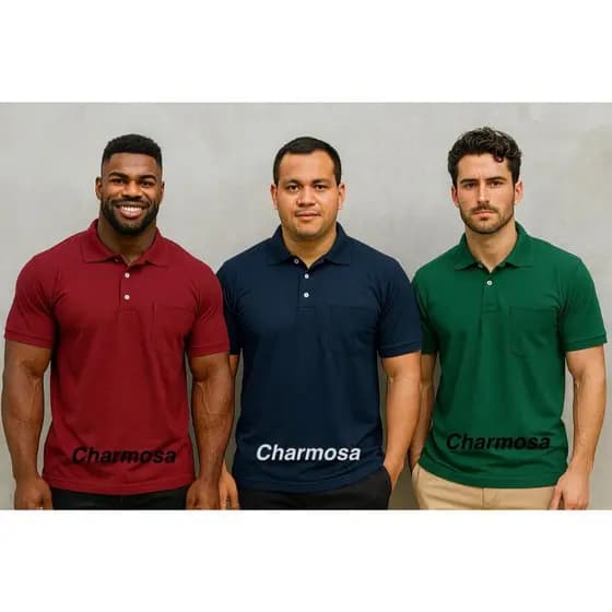 Kit 2 Camisas Polo Lisas com Bolso Masculinas – Algodão Premium, Cores Variadas