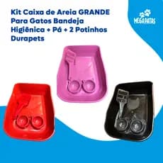 Kit Caixa de Areia GRANDE Para Gatos Bandeja Higiênica + Pá + 2 Potinhos Durapets