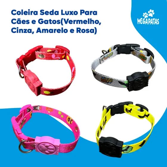 Coleira Seda Luxo Para Pet