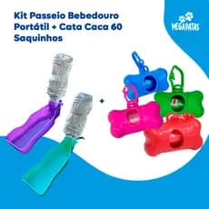 Kit Passeio Bebedouro Portátil + Cata Caca 60 Saquinhos