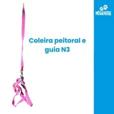 Coleira Conj Peitoral e Guia Nylon Estampada Pata e Osso Para Cachorro N3