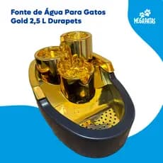 Fonte de Água Para Gatos Bebedouro Automático Pet Com Filtro Gold Dourada Bivolt 2,5 L Durapets