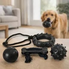 Kit 4 Brinquedos para Cachorro Médio Grande Bola Osso Corda Reforçados