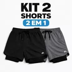 KIT 2 Shorts Blackfit Para Academia Bermuda 2 em 1 Duplo Com Bolso Interno Original Bordbless Ultra