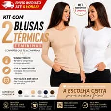 KIT 2 Blusas Térmicas Peluciadas Femininas Segunda Pele Inverno Manga Longa Confortável Quente