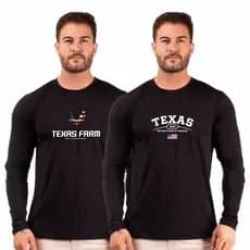 Kit 2 Camiseta Camisa Texas Farm Masculina Manga Longa Country Blusa Proteção UV Rodeio TXC EUA
