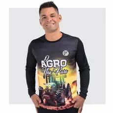 Camisas Camiseta Agro Masculina Blusa Térmica Proteção Solar UV Manga Longa Trator