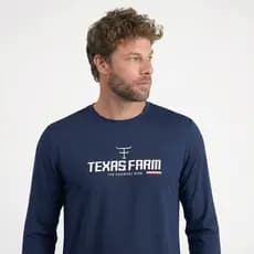 Camiseta Texas Farm Masculina Manga Longa Camisa Country Blusa Proteção Solar UV +50 T-shirt Rodeio