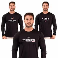 kit 3 Camiseta Camisa Texas Farm Masculina Manga Longa Country Blusa Proteção Solar UV Rodeio
