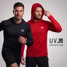 Camisa Térmica Capuz Manga longa com Logo Touca Camiseta Masculina Uv 50+ Com Treino a DRYFIT