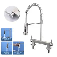 Torneira Gourmet Cozinha Com Extensor Ducha Spray Controle Dupla Quente E Fria Inox 304