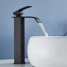 Torneira Banheiro Cascata Alta Metal Inox 304 Monocomando Preta Fosco 30cm