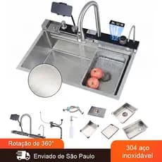 Kit Cuba Gourmet Premium Multifuncional Torneira Pia  E Acessórios 75x45cm 304 Inox