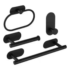 Kit Acessórios Banheiro Moderno Inox 4 Peças Cor Preto