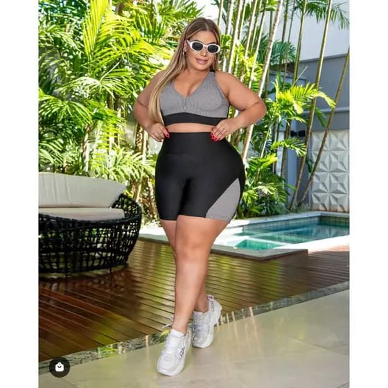 CONJUNTO FINTESS FEMININO CROPPED E SHORT - CONJUNTO ACADEMIA CINTURA ALTA
