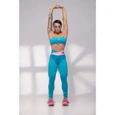Conjunto Academia Top Fitness e Legging Cintura Alta Zero Transparência Feminino Roupa Crossfit