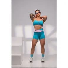Conjunto Top Costa Nua Alça Cruzada e Short bermuda Basic Premium Academia Crossfit Fitness