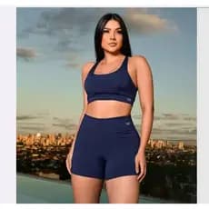 Conjunto Top Costa Nua Alça Cruzada e Short bermuda Basic Premium Academia Crossfit