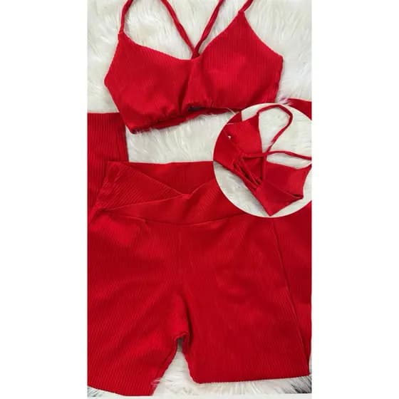 conjunto de calca canelado treino academia.