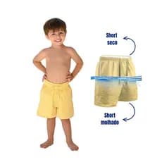 Bermuda De Banho Menino Infantil Estampa Mágica Aparece Ao Molhar Praia Piscina Verão