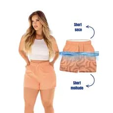 Short Feminino Estampa Magica Aparece ao Molhar Rápida Secagem Confortável Verão