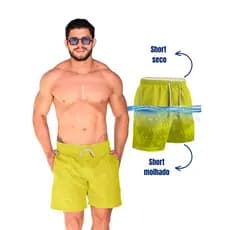 Short Masculino Mágico Com Estampa Oculta Revela na Água Secagem Rápida Estiloso