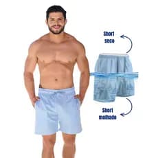 Short Mágico Masculino Praia Secagem Rápida Bolsos Cintura com Cordão Confortáve Verão