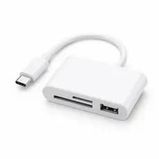 Leitor de Cartão USB-C 3 em 1 OTG SD TF USB Adaptador Tipo C para Celular Notebook Alta Velocidade