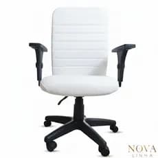 Cadeira Escritório Ergonômica Branca NR17 Giratória Executiva Home Office Braços Reguláveis Rodízios