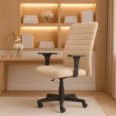 Cadeira Ergonômica Presidente Bege Executiva Home Office NR17 Pistão a Gás Estofada