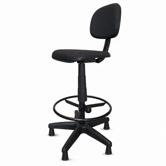 Cadeira Caixa Alta Ergonômica Nr17 Giratória Com Aro Preta Portaria Recepção Balcão Supermercado Atendimento