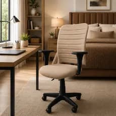 Cadeira Escritório Ergonômica NR17 Giratória Bege Home Office Executiva Confortável Esteirinha