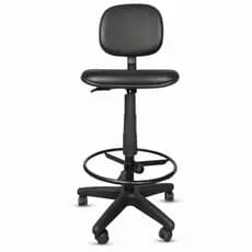 Cadeira Secretária Caixa Alta Preto Couro Sintético Ergonômica Design Moderno Assento Giratório Pistão a Gás
