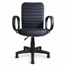 Cadeira De Escritório Ergonômica Couro Sintético Executiva Com Braços Giratória Base Fixa  - 120kg