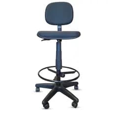 Cadeira Caixa Alta Ergonômica NR17 Giratória Com Aro Preta Estofado Tecido Portaria Recepção Balcão Supermercado