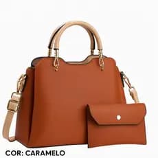 Bolsa feminina transversal ombro couro sintético elegante resistente + mini carteira MA9940