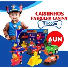 Brinquedo Patrulha Canina 6 carrinhos com fricção diversão com segurança - Envio Imediato