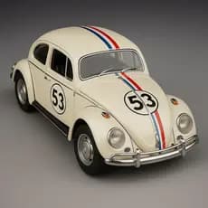 Miniatura Carro Fusca Herbie 53 fusquinha de metal edição de metal - Pneus em borracha e Rodas originais