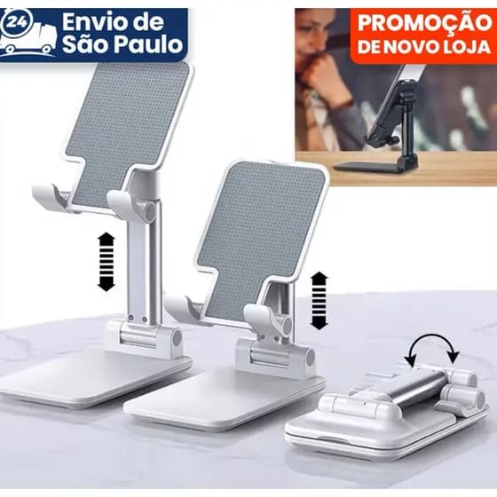 Suporte para Celular e Tablet dobrável portátil ajustável Apoio de mesa - ENVIO IMEDIATO
