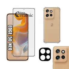 KIT Para Motorola Edge 50 Neo - Película Fosca de Cerâmica 9D + Capa + Câmera
