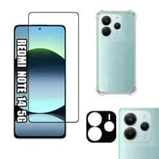 KIT Para Xiaomi Redmi Note 14 5G - Película de Vidro 3D + Capa + Câmera