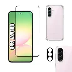 KIT Para Samsung Galaxy A56 - Película de Vidro 3D + Capa + Câmera