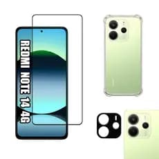 KIT Para Xiaomi Redmi Note 14 4G - Película de Vidro 3D + Capa + Câmera