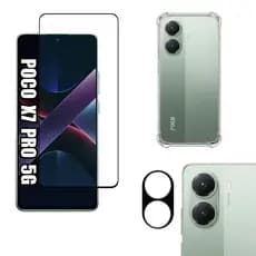 KIT Para Xiaomi Poco X7 Pro - Película de Vidro 3D + Capa + Câmera