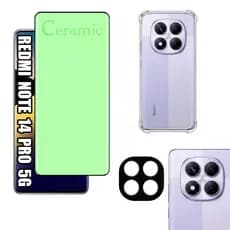 KIT Para Xiaomi Redmi Note 14 Pro 5G - Película de Cerâmica 9D + Capa + Câmera