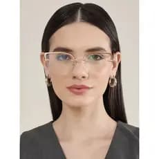 Óculos Feminino Rosé Semi Rimless Leve Elegante Armação Metal Delicada Clássica