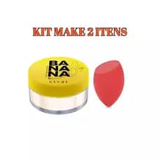 KIT Pó de Banana Translúcido Vivai com Esponja Chanfrada Kit Maquiagem com 2 itens